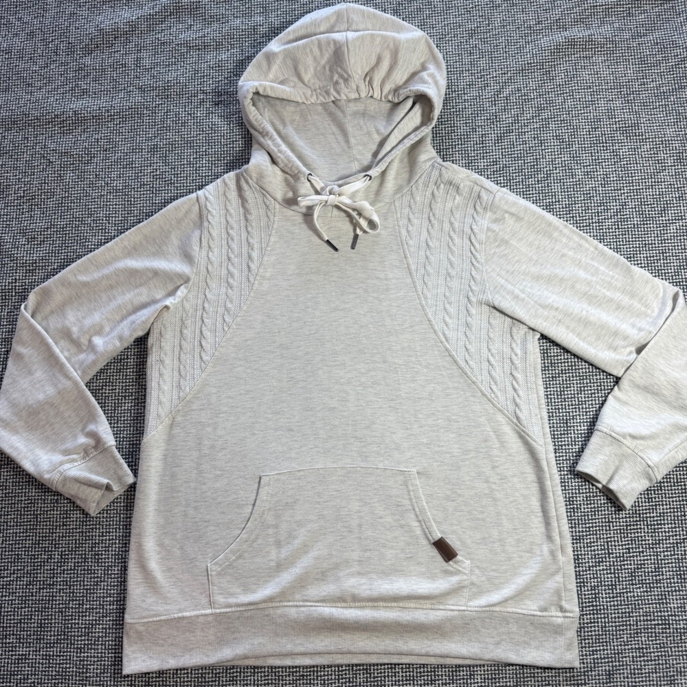 Maurices Womens Off White Knit Panel Hoodie Sweatshirt Large